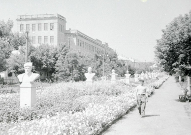 Аллея Героев Великой Отечественной войны на улице имени Ленина в городе Красный луч 25 июля 1952 г