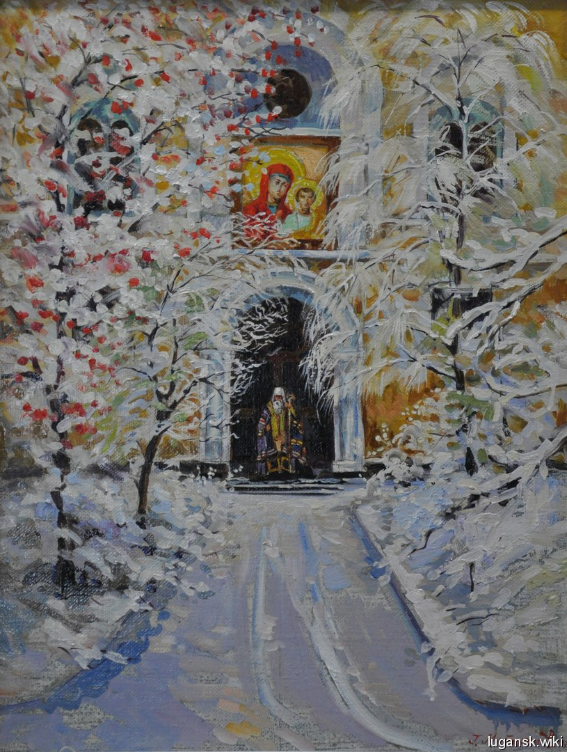 Зима на картине луганского художника, Мустакимов Г.С. Рождественский снег, х.м., 60х50